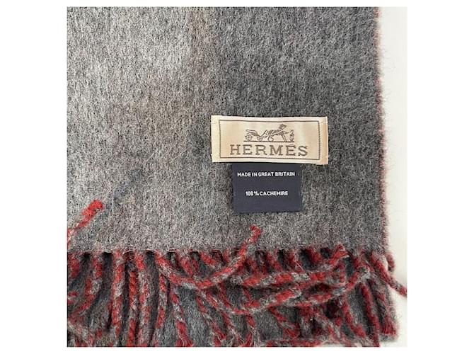Hermès Sciarpa in cashmere grigio Multicolore - vista 3