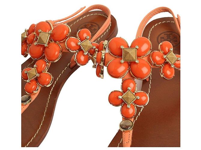 Tory Burch Sandali slide con perline color salmone Rosa - vista 4