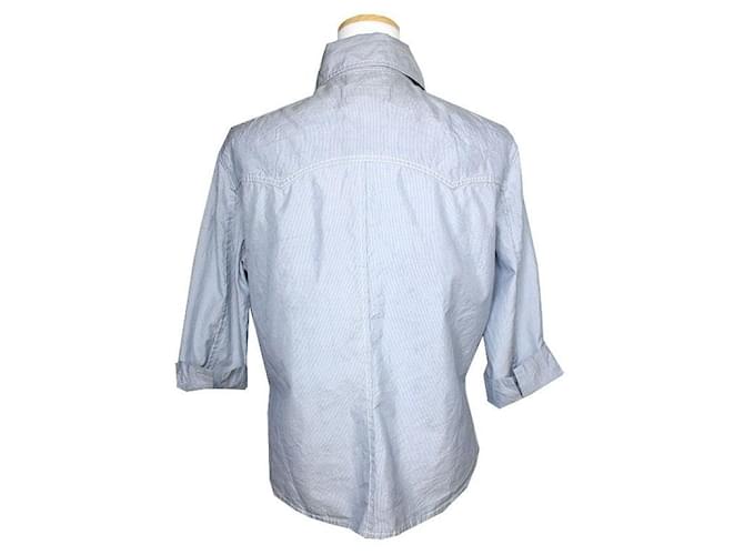 Chanel Camisa de seda a rayas Azul - vista 2