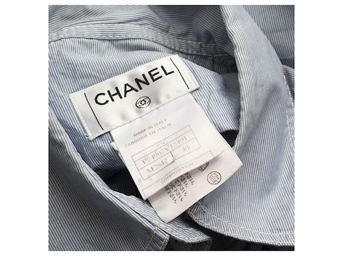 Chanel Camisa de seda a rayas Azul - vista 3