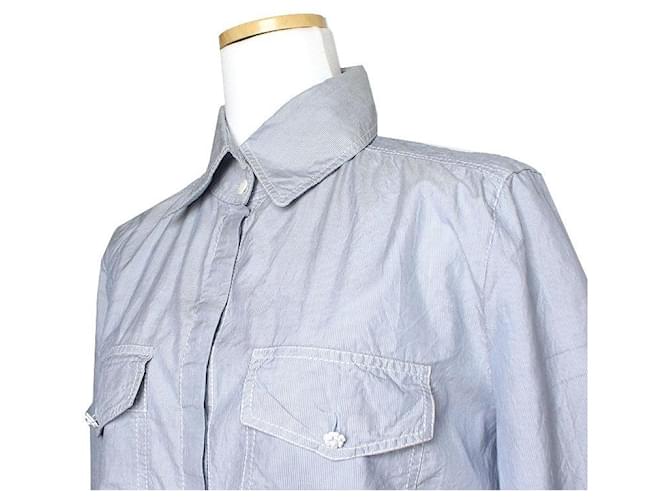Chanel Camisa de seda a rayas Azul - vista 4