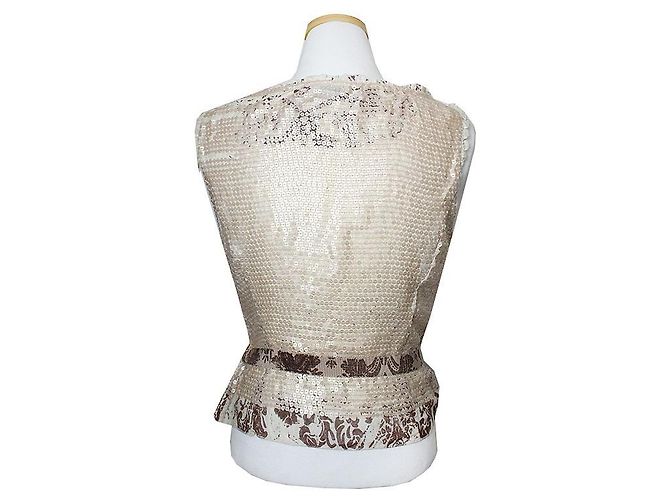 Miu Miu Camicetta senza maniche con paillettes marroni Multicolore - vista 2