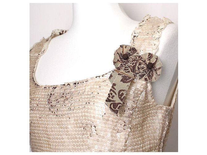 Miu Miu Camicetta senza maniche con paillettes marroni Multicolore - vista 4