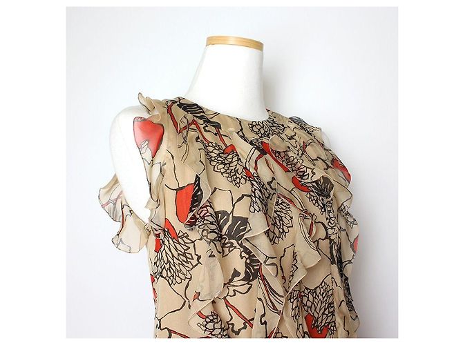 Valentino Vestido de seda estampado Castaño - vista 4