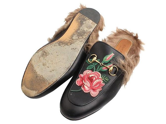 Gucci Mocassini in pelle ricamati Nero - vista 3