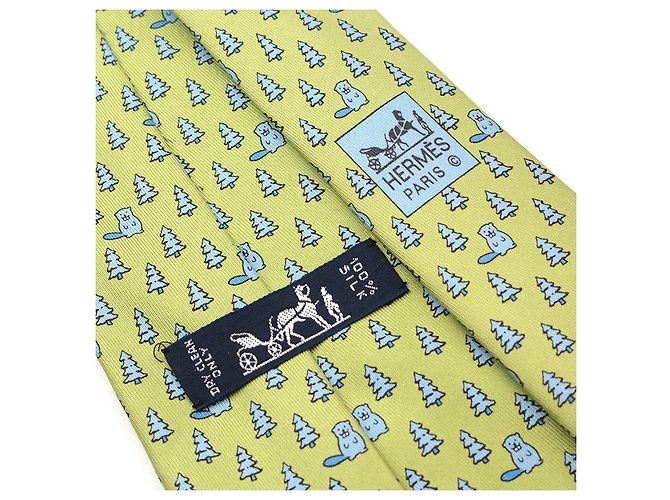 Hermès Blue Beaver Silk Tie - view 3
