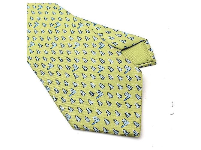 Hermès Blue Beaver Silk Tie - view 4