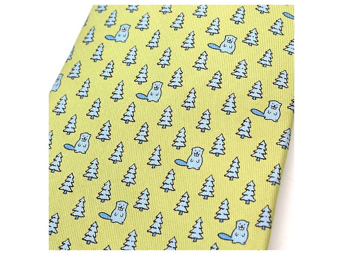 Hermès Blue Beaver Silk Tie - view 5
