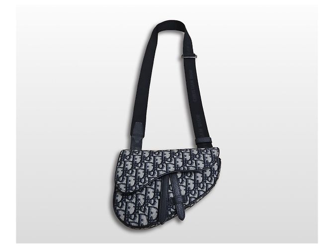 Dior Mini borsa saddle in jacquard Oblique Marrone - vista 2