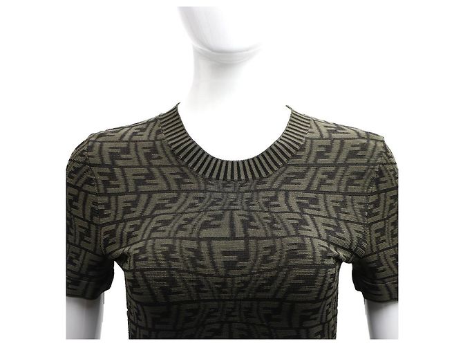 Fendi Vestido de punto Juka de manga corta FF Castaño - vista 11