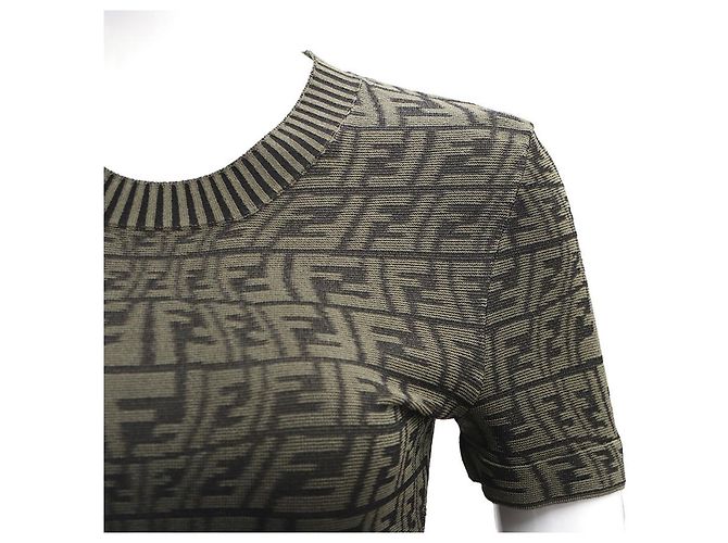 Fendi Vestido de punto Juka de manga corta FF Castaño - vista 12