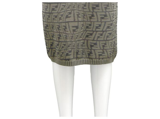 Fendi Vestido de punto Juka de manga corta FF Castaño - vista 14