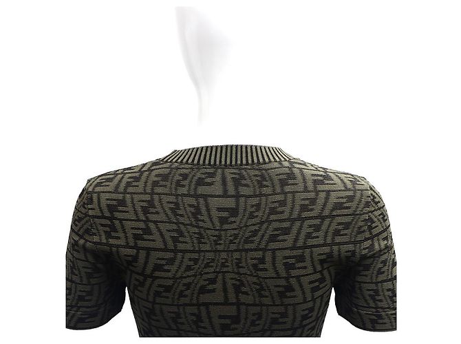 Fendi Vestido de punto Juka de manga corta FF Castaño - vista 15