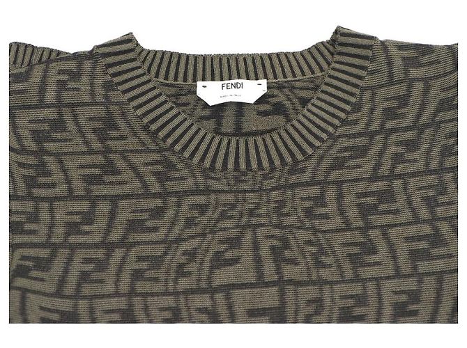 Fendi Vestido de punto Juka de manga corta FF Castaño - vista 17