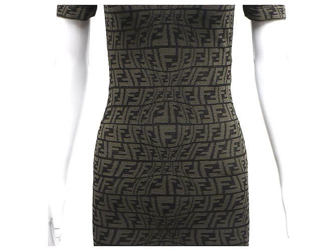 Fendi Vestido de punto Juka de manga corta FF Castaño - vista 4