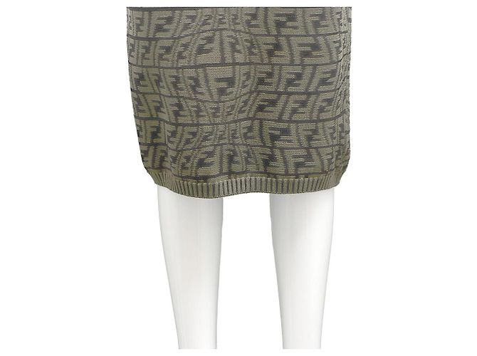 Fendi Vestido de punto Juka de manga corta FF Castaño - vista 5