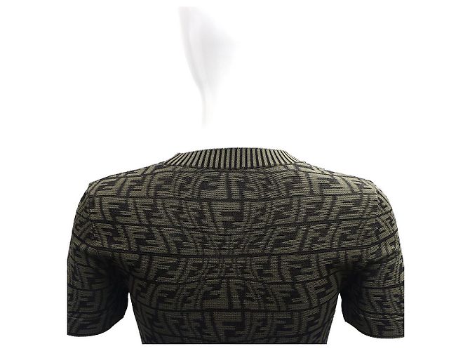 Fendi Vestido de punto Juka de manga corta FF Castaño - vista 6