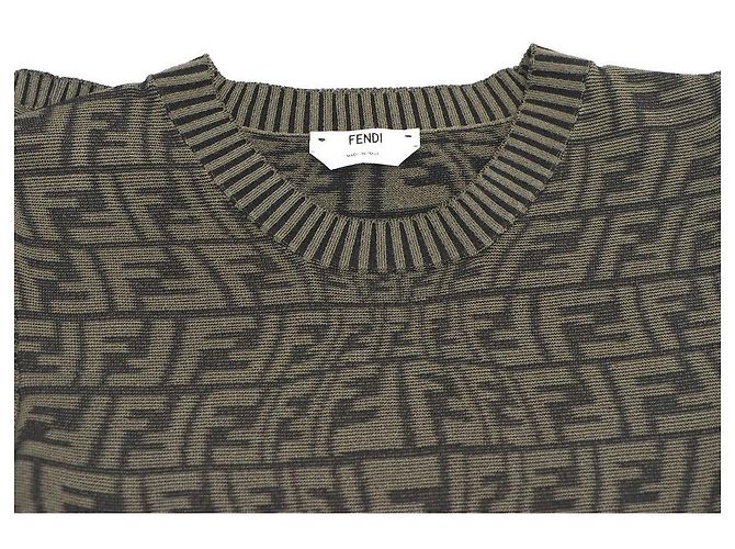 Fendi Vestido de punto Juka de manga corta FF Castaño - vista 8
