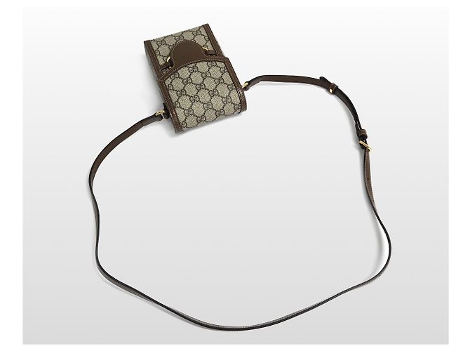 Gucci Borsa a tracolla in tela GG Supreme con morsetto marrone - vista 6