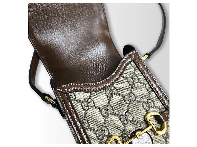 Gucci Borsa a tracolla in tela GG Supreme con morsetto marrone - vista 7