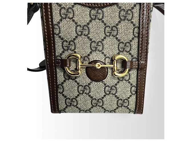 Gucci Borsa a tracolla in tela GG Supreme con morsetto marrone - vista 8