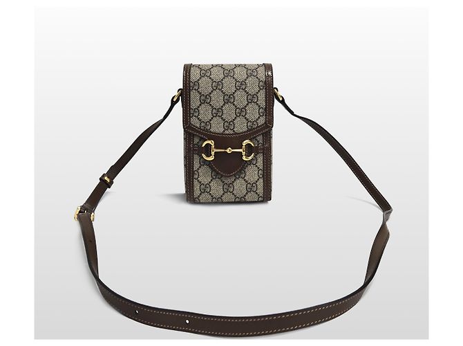 Gucci Borsa a tracolla in tela GG Supreme con morsetto marrone - vista 2