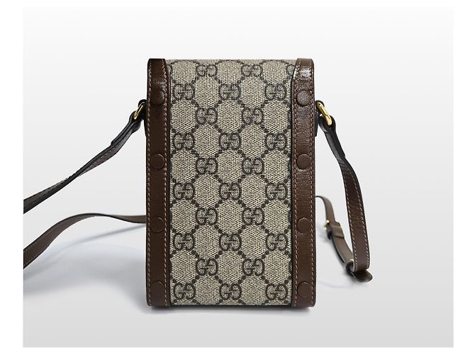 Gucci Borsa a tracolla in tela GG Supreme con morsetto marrone - vista 5