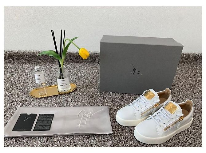 Giuseppe Zanotti Sneakers bianche da donna Maryland placcate oro Bianco - vista 2