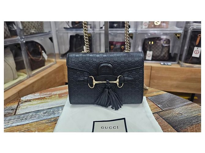 Gucci Mini borsa a tracolla con catena Emily Nero - vista 17