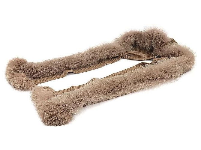 Dior Sciarpa a mantella con cappuccio in cashmere e pelliccia di volpe marrone - vista 2