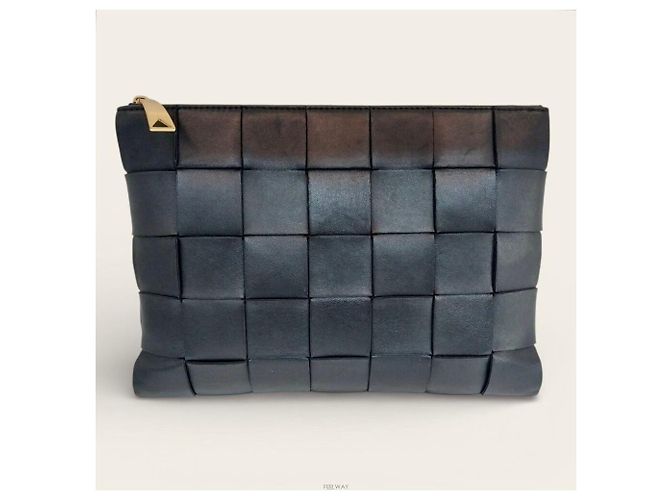 Bottega Veneta Clutch Media Intrecciato Cassette Nero - vista 2