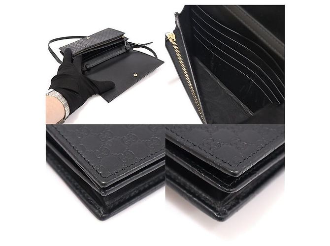 Clutch a tracolla in pelle micro Guccissima con logo GG nero - vista 6