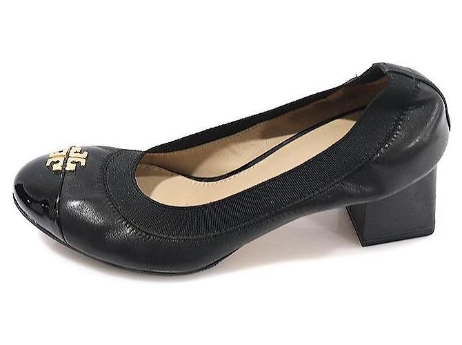 Tory Burch JOLIE Block Heel Pumps aus schwarzem Lack-Lammleder - Ansicht 3