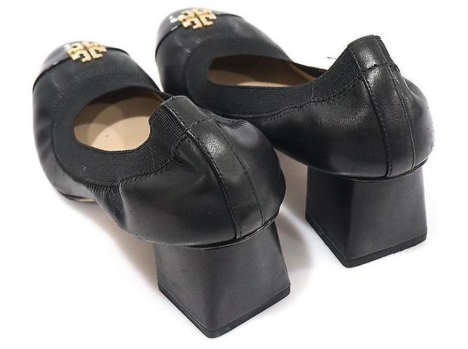 Tory Burch JOLIE Block Heel Pumps aus schwarzem Lack-Lammleder - Ansicht 4