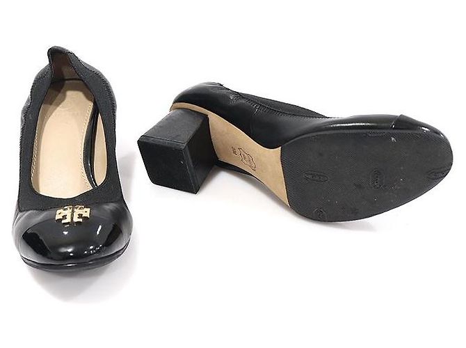 Tory Burch JOLIE Block Heel Pumps aus schwarzem Lack-Lammleder - Ansicht 5