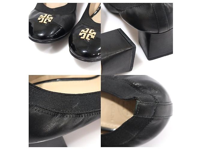 Tory Burch JOLIE Block Heel Pumps aus schwarzem Lack-Lammleder - Ansicht 6
