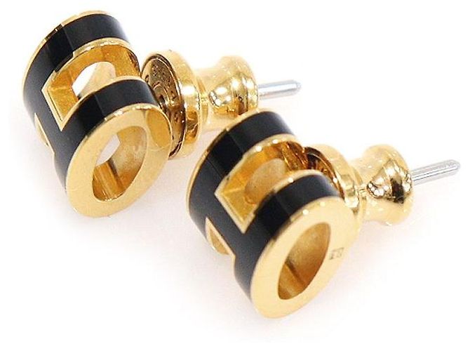 Hermès Mini pendientes Pop en negro y dorado - vista 3