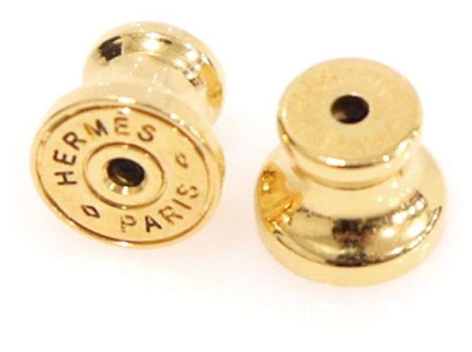 Hermès Mini pendientes Pop en negro y dorado - vista 7