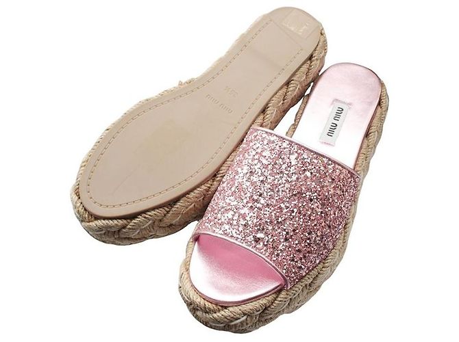 Miu Miu Espadrilles glitterate rosa - vista 3