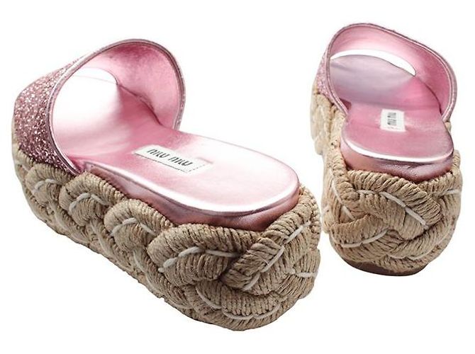 Miu Miu Espadrilles glitterate rosa - vista 4