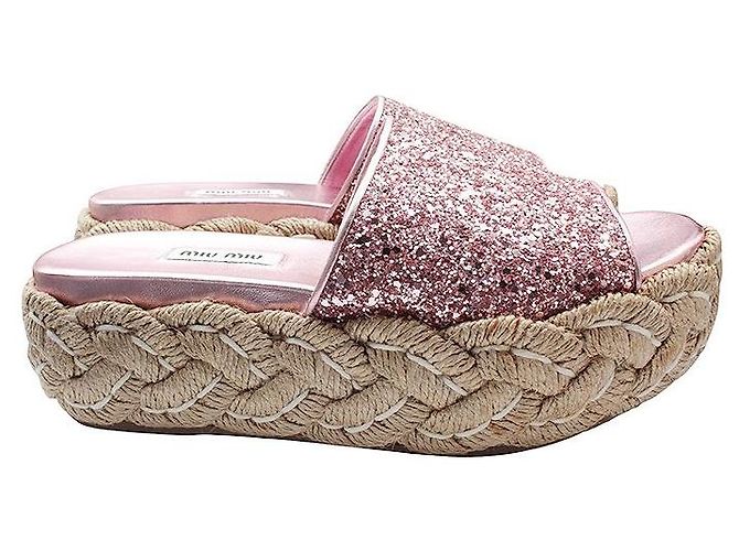 Miu Miu Espadrilles glitterate rosa - vista 5