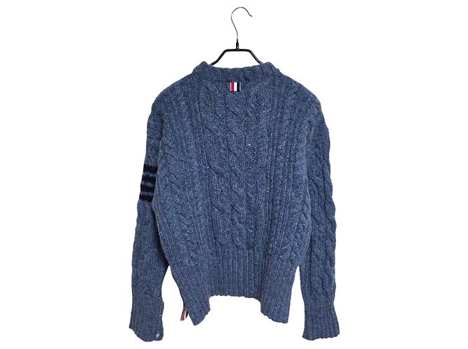 Thom Browne Mohair Aran Zopfstrick Blau - Ansicht 2