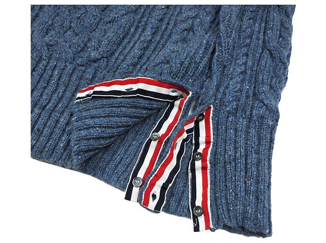 Thom Browne Mohair Aran Zopfstrick Blau - Ansicht 4