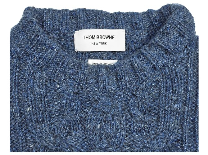 Thom Browne Mohair Aran Zopfstrick Blau - Ansicht 5