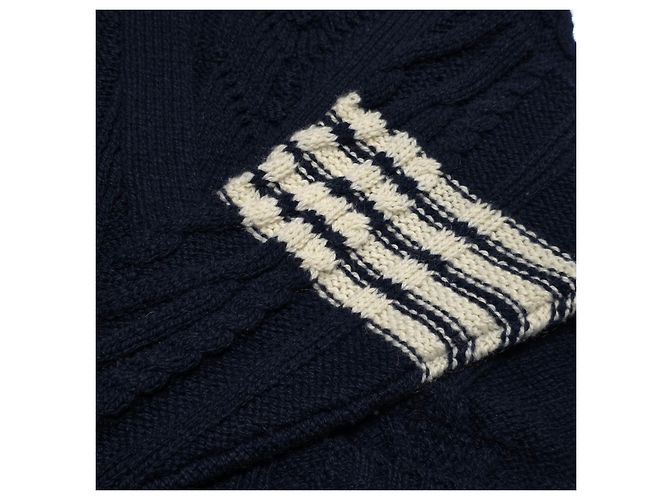 Thom Browne Mohair-Aran-Strickjacke mit Zopfmuster Blau - Ansicht 3