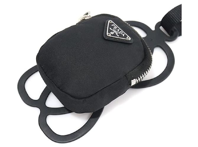 Prada Pochette per Telefono Tessuto Nylon Silver Triangle Nero - vista 4
