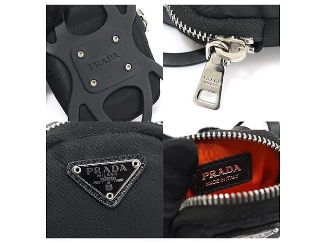 Prada Pochette per Telefono Tessuto Nylon Silver Triangle Nero - vista 7