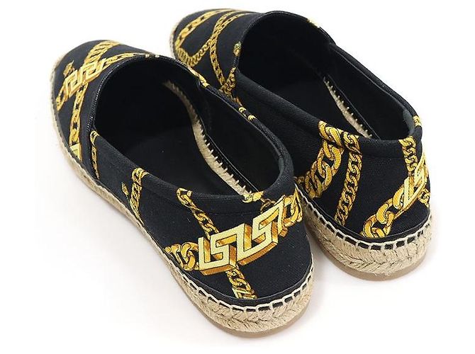 Versace Espadrilles slip-on in tela nera con stampa a catena La Greca Nero - vista 5