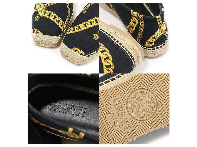 Versace Espadrilles slip-on in tela nera con stampa a catena La Greca Nero - vista 7