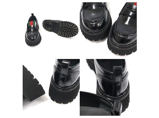 Gucci Mocassini WEB Platform in pelle di vitello lucida nera da donna Nero - vista 6
